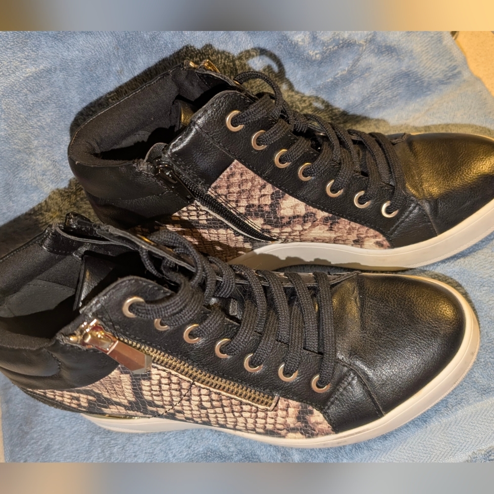 Aldo Black and Brown Women's High-Top Sneakers